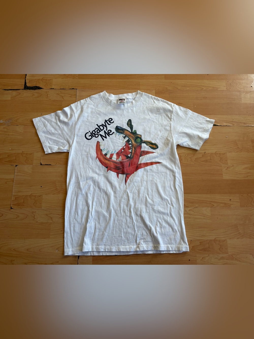 VTG 90s Gigabye Syquest Worn Tech Silicon Valley T-Shirt L Men White O11